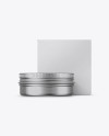 Metallic Lip Balm Tin With Matte Box Mockup - Front View