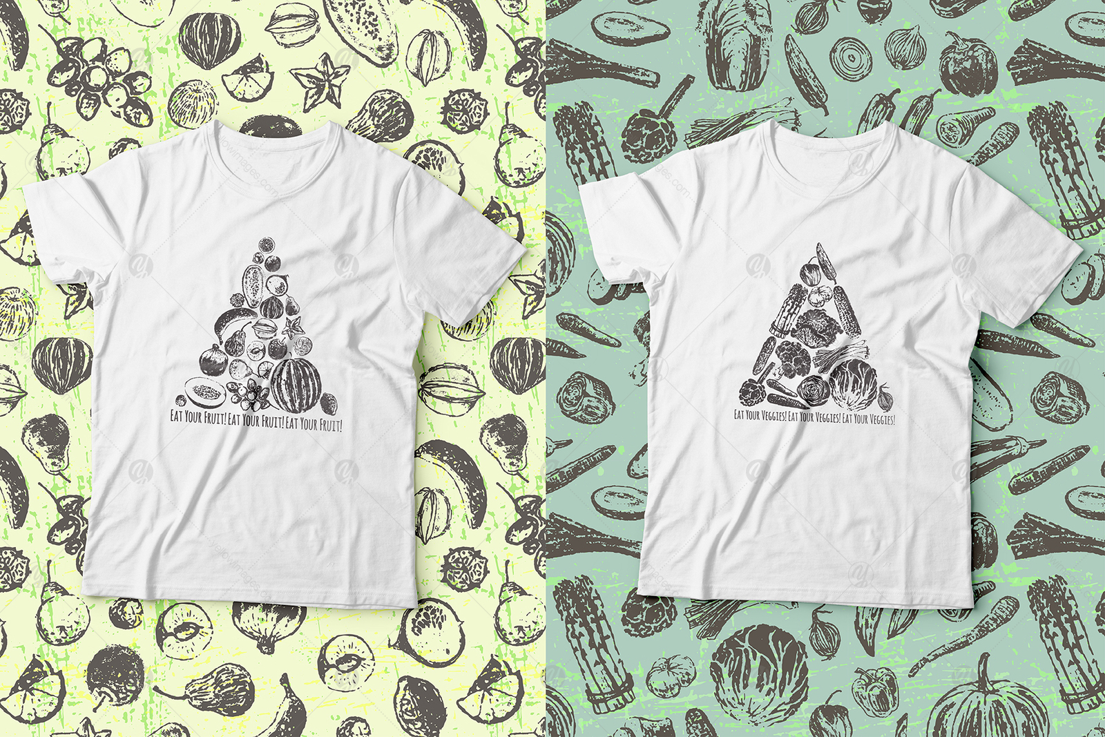 Fruits and Veggies Ink Drawings Fruits and Veggies Ink Drawings