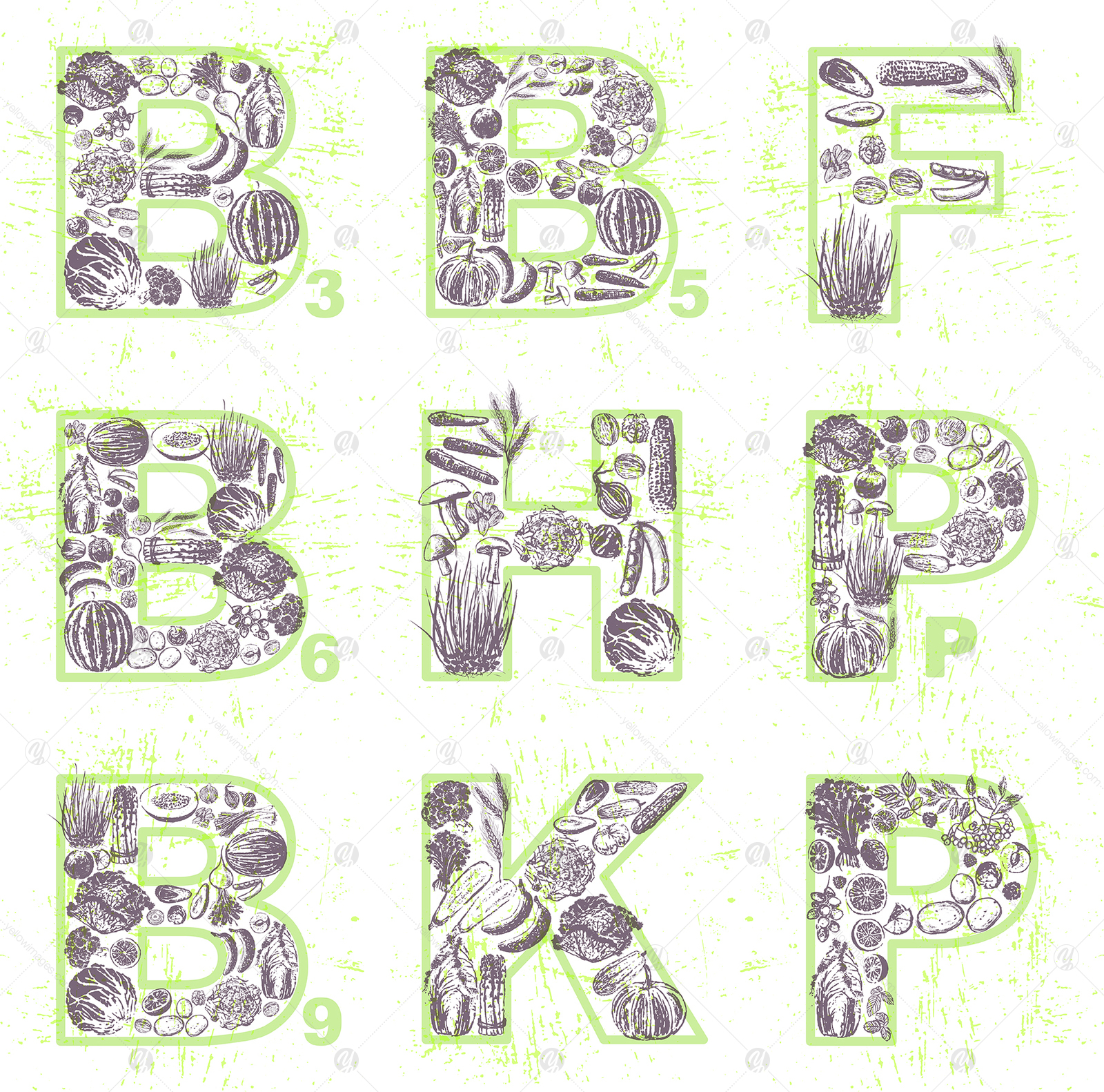 Fruits and Veggies Ink Drawings Fruits and Veggies Ink Drawings