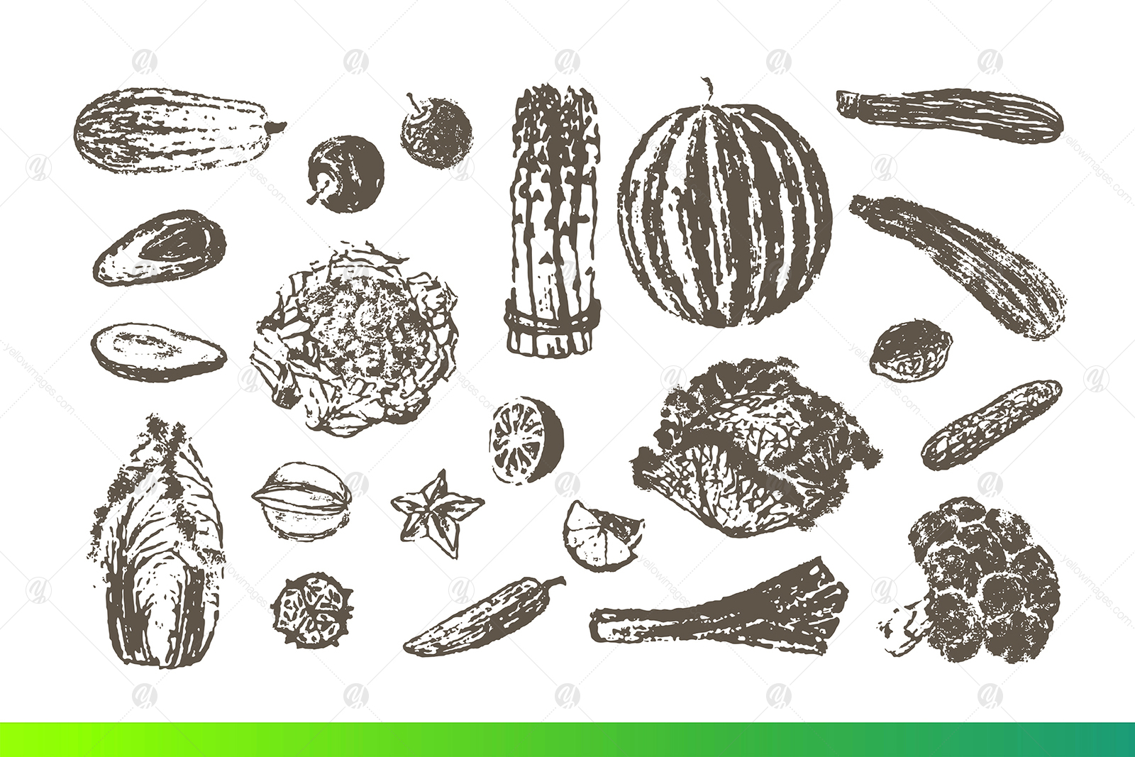 Fruits and Veggies Ink Drawings Fruits and Veggies Ink Drawings
