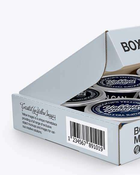 5oz Cans Box Mockup - Half Side View