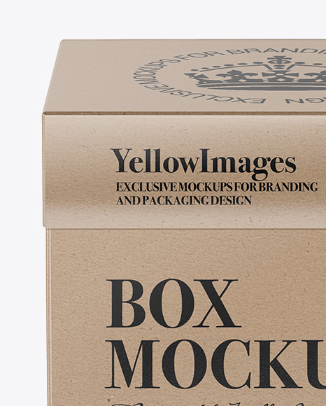 Kraft Square Box Mockup - Front View (High-Angle Shot) Kraft Square Box Mockup - Front View (High-Angle Shot)