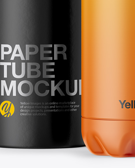 500ml Matte Bottle with Paper Tube Mockup