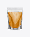 Glossy Transparent Stand-Up Pouch W/ Curry Sauce Mockup - Front View