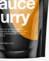 Glossy Transparent Stand-Up Pouch W/ Curry Sauce Mockup - Front View