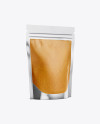 Matte Transparent Stand-Up Pouch W/ Curry Sauce Mockup - Half Side View