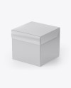 Glossy Square Box Mockup - Half Side View (High-Angle Shot)