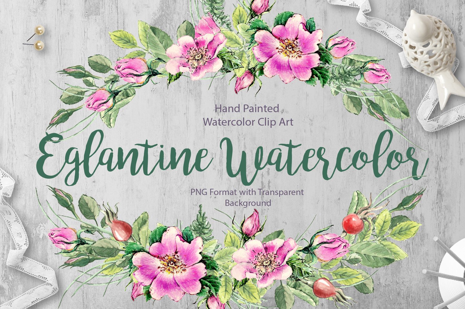 Watercolor flower Clip Art – Eglantine