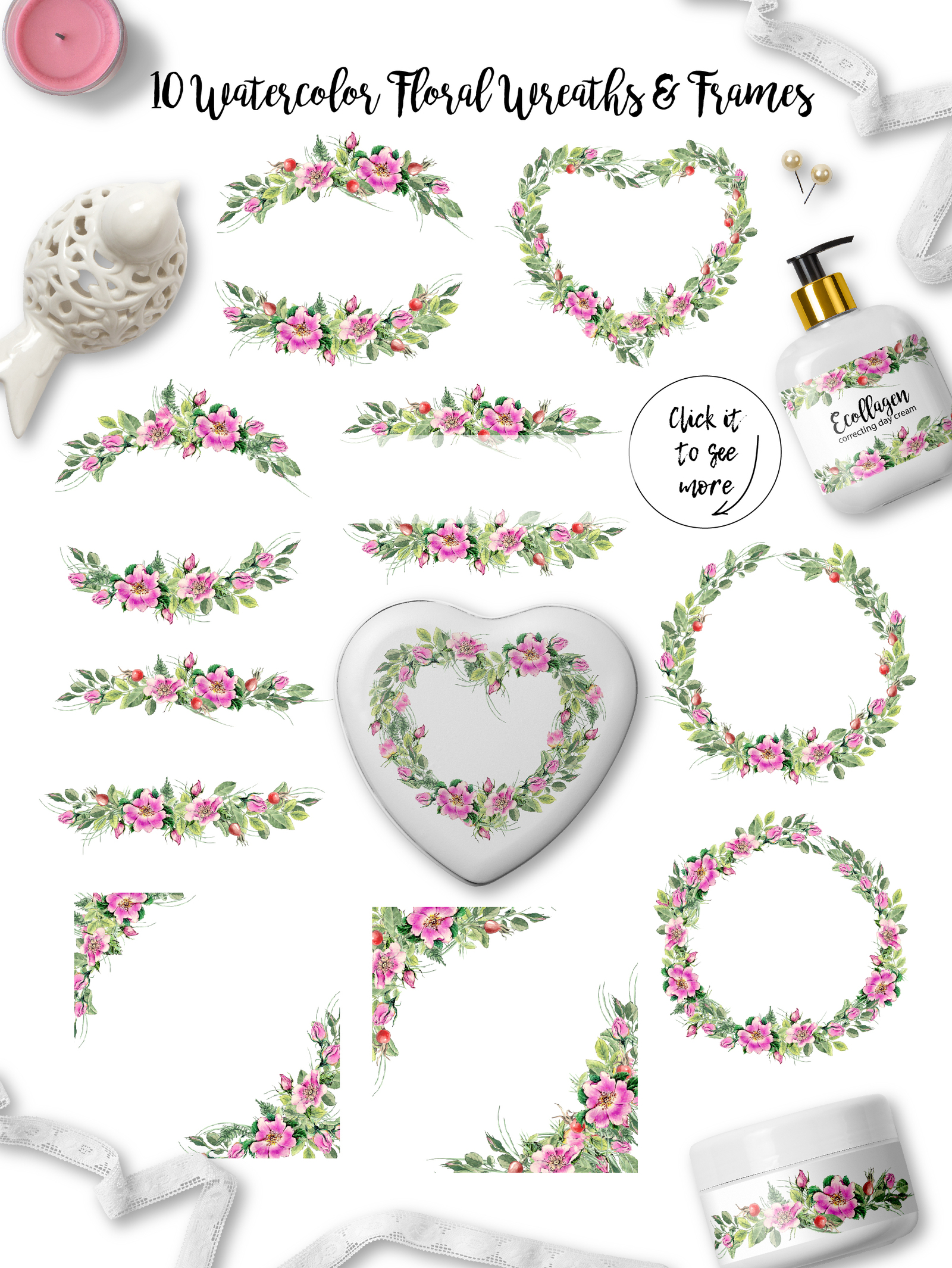 Watercolor flower Clip Art – Eglantine Watercolor flower Clip Art – Eglantine