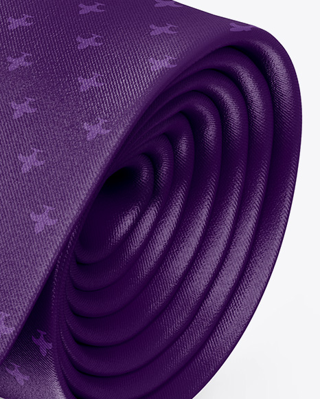 Glossy Tie Mockup - Half Side View (High-Angle Shot)