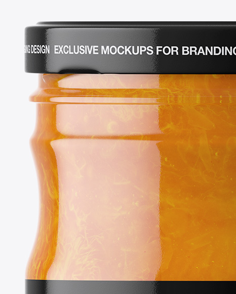 Clear Glass Jar with Apricot Jam Mockup