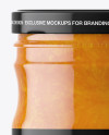 Clear Glass Jar with Apricot Jam Mockup Clear Glass Jar with Apricot Jam Mockup