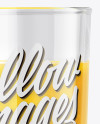 1L Carton Pack With Orange Juice Glass Mockup - Halfside View