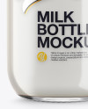 500ml Clear Glass Bottle With Milk Mockup