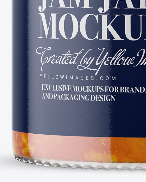 Clear Glass Jar with Apricot Jam Mockup Clear Glass Jar with Apricot Jam Mockup