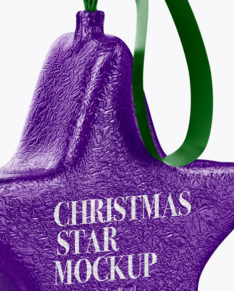 Сhristmas Chocolate Foil-Wrapped Star Mockup - Half Side View