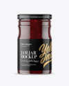 Clear Glass Jar with Cranberry Jam Mockup Clear Glass Jar with Cranberry Jam Mockup