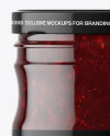 Clear Glass Jar with Cranberry Jam Mockup Clear Glass Jar with Cranberry Jam Mockup