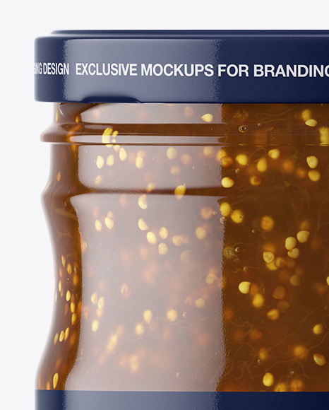 Clear Glass Jar with Fig Jam Mockup Clear Glass Jar with Fig Jam Mockup