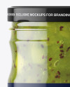 Clear Glass Jar with Kiwi Jam Mockup