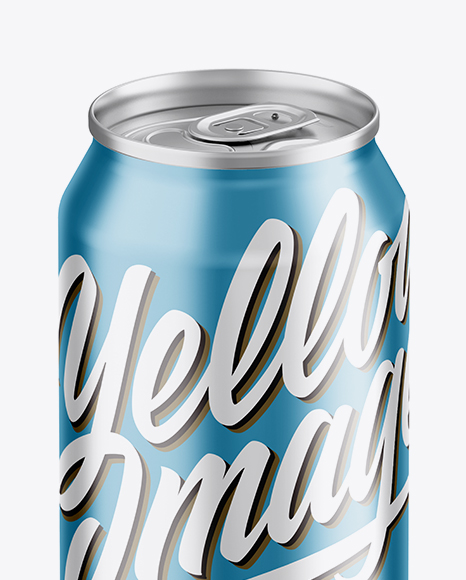 Aluminium Can With Metallic Finish Mockup - Front View (High-Angle Shot)