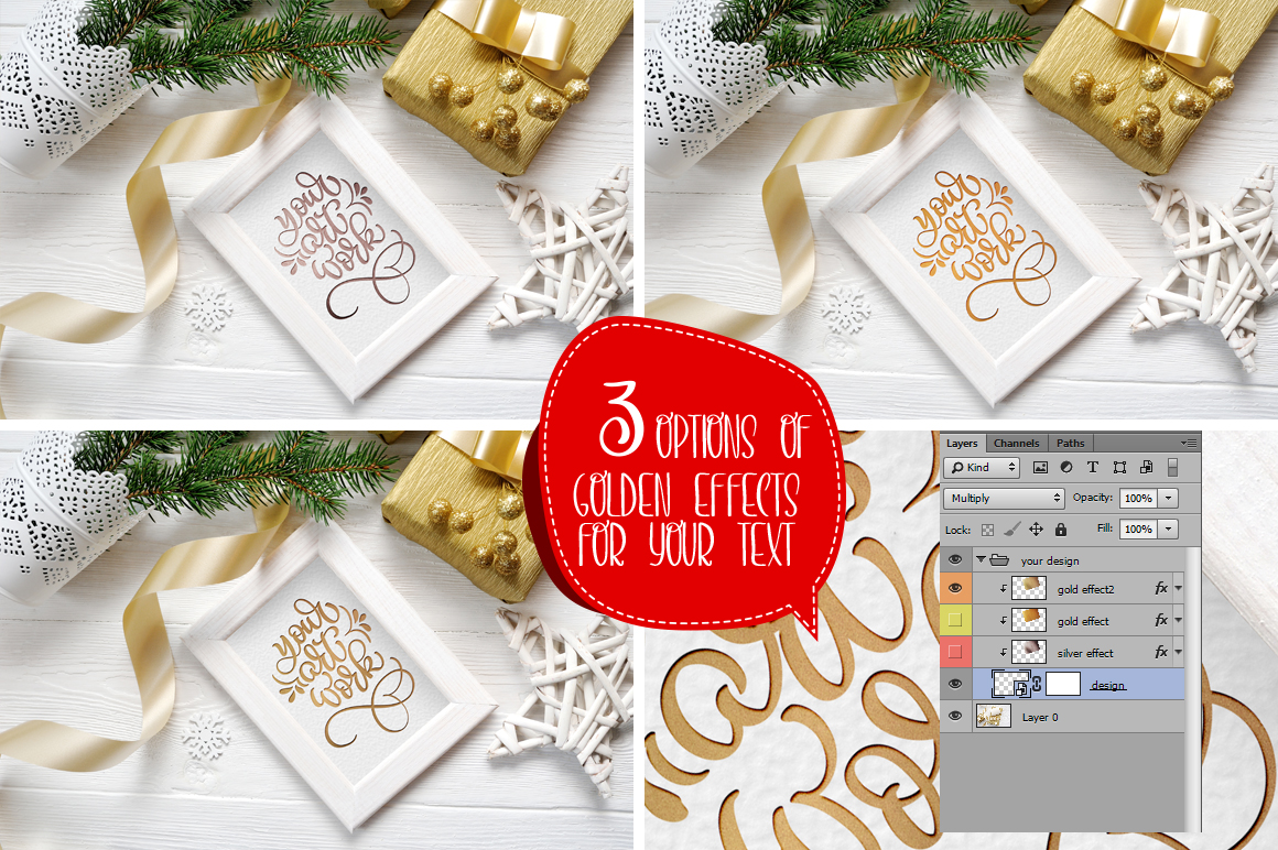 Christmas wooden frame with smart object