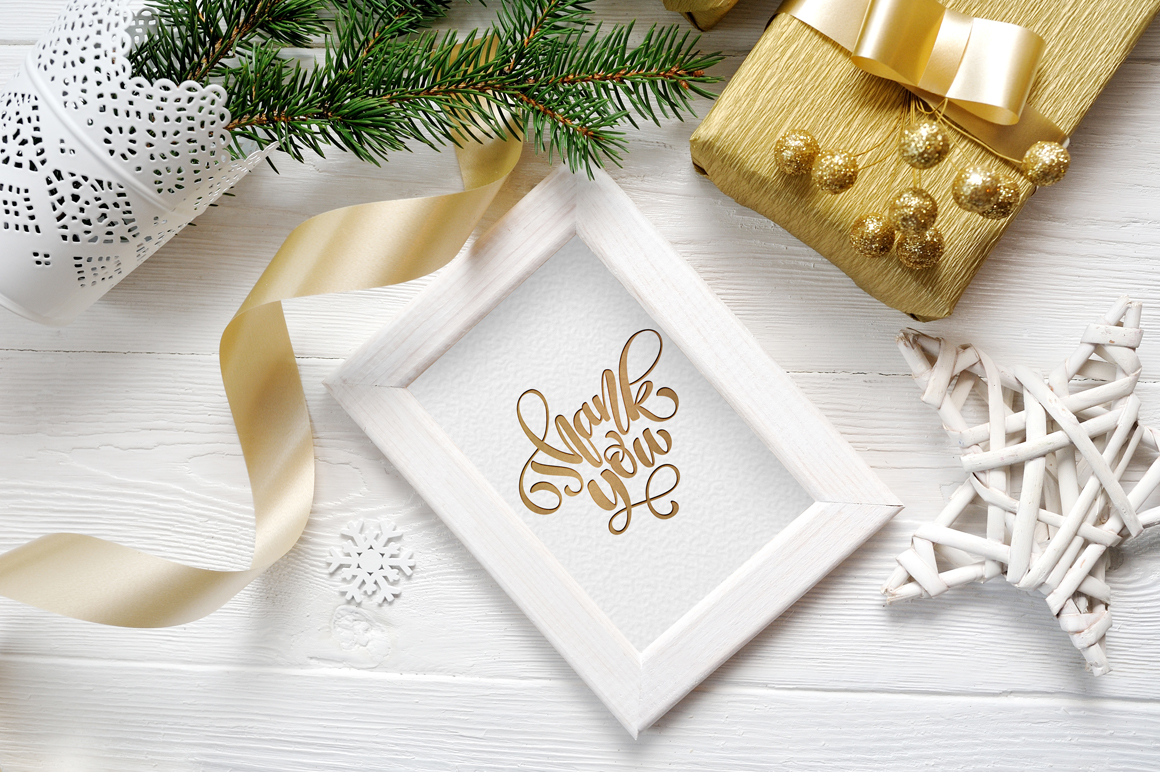 Christmas wooden frame with smart object