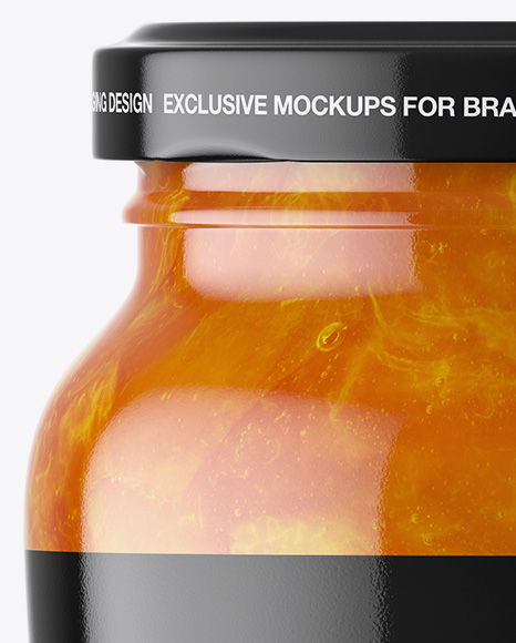 Clear Glass Jar with Apricot Jam Mockup Clear Glass Jar with Apricot Jam Mockup