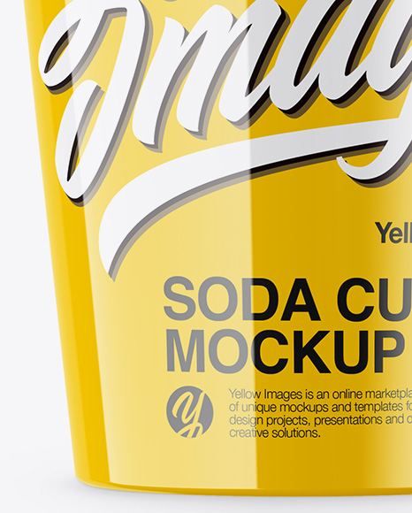 Glossy Soda Cup With Straw Mockup