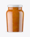 Clear Glass Jar with Apricot Jam Mockup