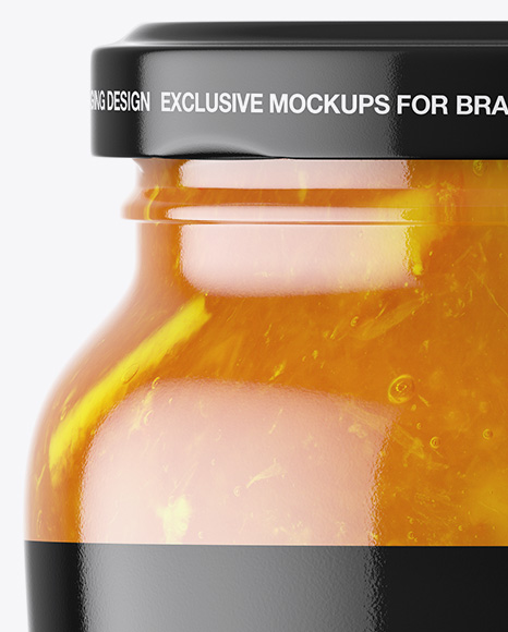 Clear Glass Jar with Orange Jam Mockup Clear Glass Jar with Orange Jam Mockup