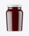 Clear Glass Jar with Cranberry Jam Mockup