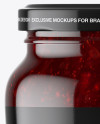 Clear Glass Jar with Cranberry Jam Mockup Clear Glass Jar with Cranberry Jam Mockup