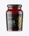 Clear Glass Jar with Strawberry Jam Mockup