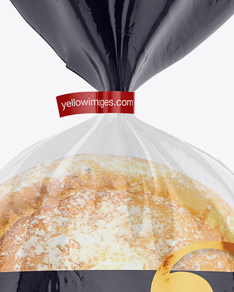 Glossy Transparent Bread Package With Clip Mockup