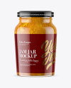 Clear Glass Jar with Orange Jam Mockup Clear Glass Jar with Orange Jam Mockup