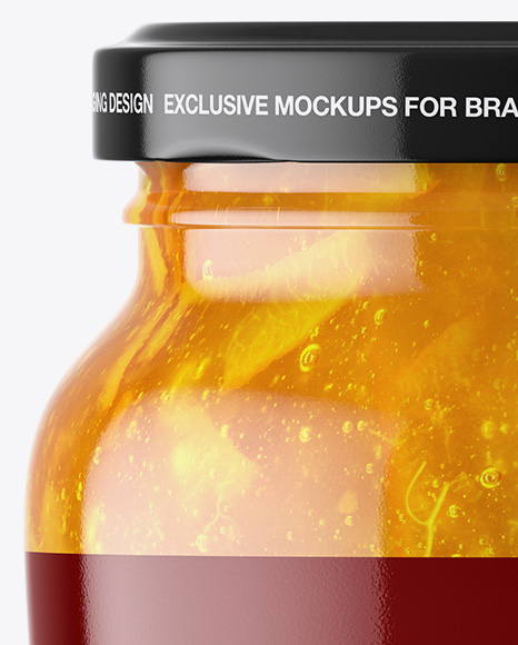 Clear Glass Jar with Orange Jam Mockup Clear Glass Jar with Orange Jam Mockup