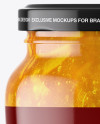 Clear Glass Jar with Orange Jam Mockup Clear Glass Jar with Orange Jam Mockup