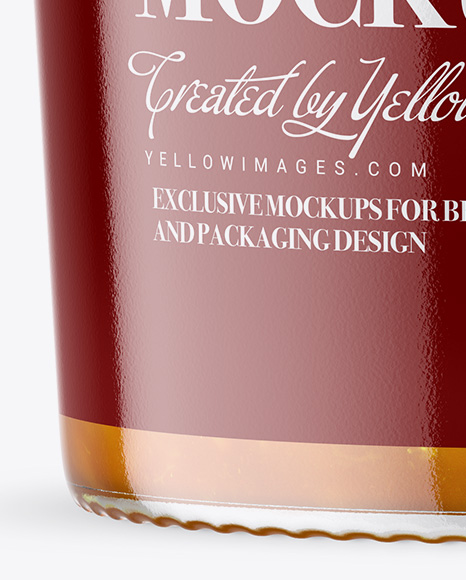 Clear Glass Jar with Orange Jam Mockup Clear Glass Jar with Orange Jam Mockup