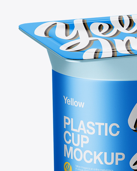 Metallic Yogurt Cup Mockup - Half Side View