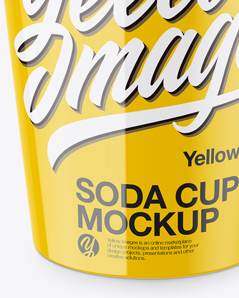 Glossy Soda Cup With Straw Mockup - High-Angle Shot - Free Download