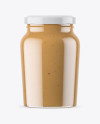 Clear Glass Jar with Peanut Butter Mockup