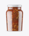 Clear Glass Jar with Bruschetta Sauce Mockup