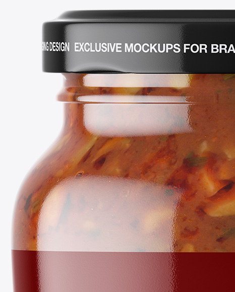 Clear Glass Jar with Bruschetta Sauce Mockup