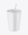 Matte Soda Cup With Straw Mockup - High-Angle Shot