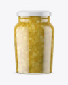 Clear Glass Jar with Pear Jam Mockup Clear Glass Jar with Pear Jam Mockup
