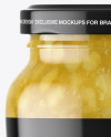 Clear Glass Jar with Pear Jam Mockup