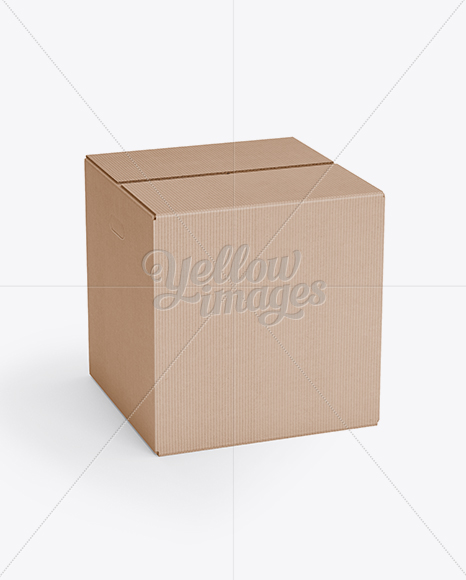 Corrugated Fiberboard Box Mockup - 25° Angle Front View (High-Angle Shot)