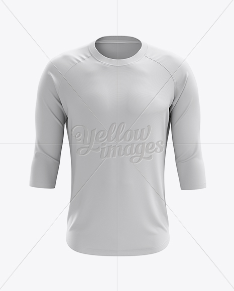 Men's Baseball Tee W/ 3/4 Sleeves Mockup - Front View