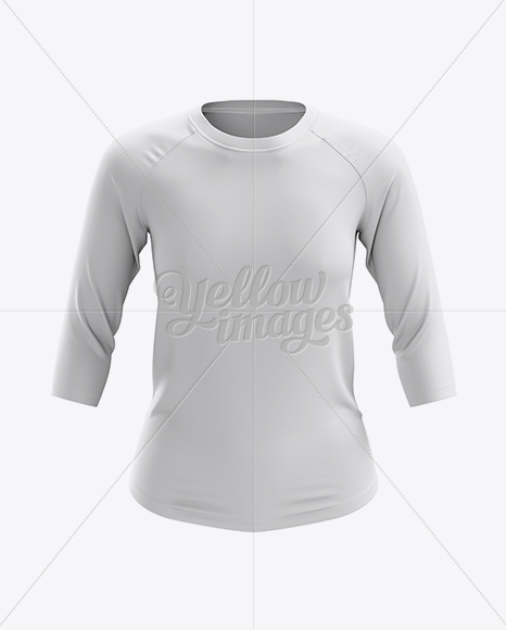 Women's Baseball Tee W/ 3/4 Sleeves Mockup - Front View